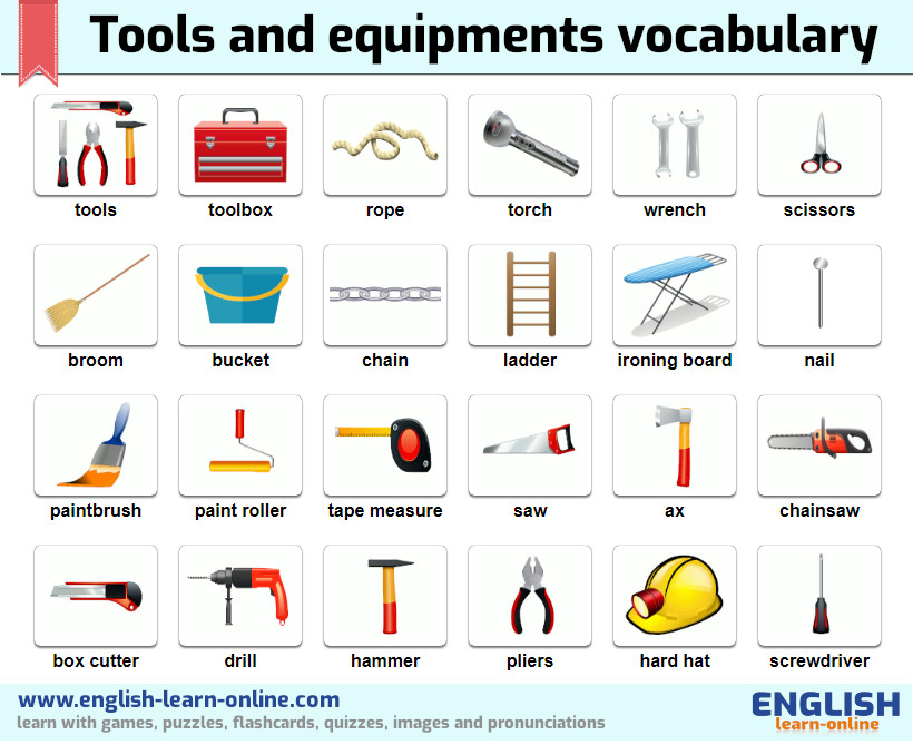 tools and equipment vocabulary image